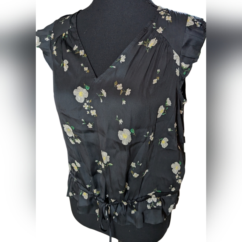 Banana Republic Shiny Satin Floral Top